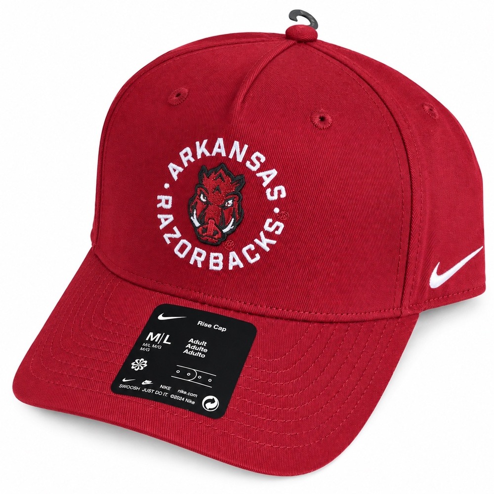 New Nike Arkansas Razorbacks Rise Cap Team Crimson Red Adjustable Hat C11527 M/L